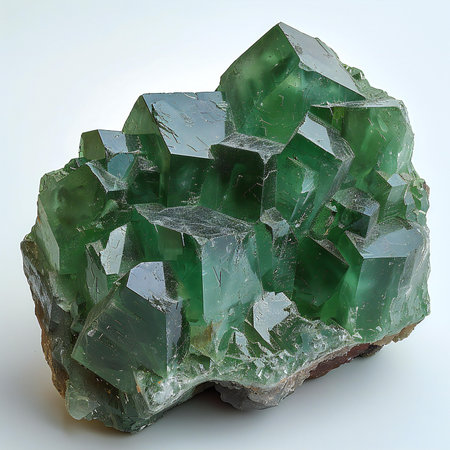 green tourmaline semigem geode crystals geological mineral isolated