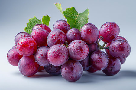 Red grape with water drops on white background. Clipping path included.の写真素材