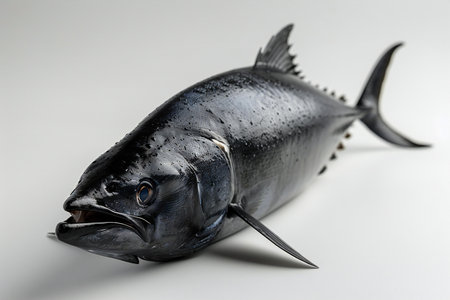 Tuna fish on a white background, close-up. 3d illustration