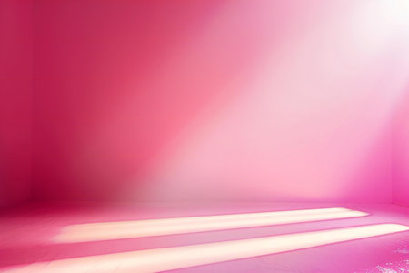 Abstract pink room with light rays and shadow. 3D Rendering