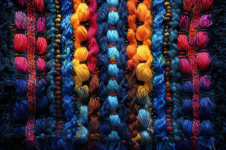 Colorful braided thread as a background. Close-up.の写真素材