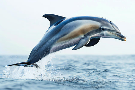 dolphin jumping out of the water in the ocean. 3d renderingの写真素材