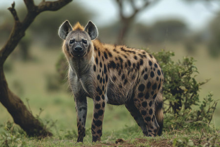 Spotted hyena in Serengeti National Park, Tanzaniaの写真素材