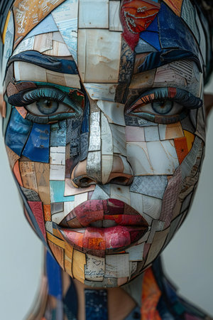 Portrait of a beautiful woman with creative make-up and hairstyleの写真素材