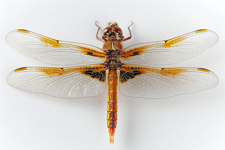 Dragonfly isolated on white background. 3D illustration. Top view.