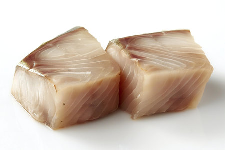 Tuna fillets on a white background. Close-up.