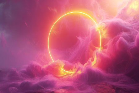 abstract background with a glowing circle in the center. 3d render