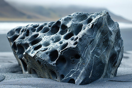 Close up of a stone on Reynisfjara beach, Iceland