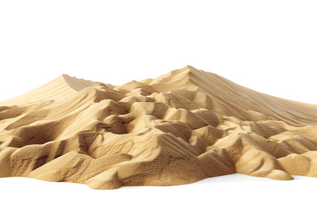 Sand dunes isolated on white background. 3D illustration. Top view.