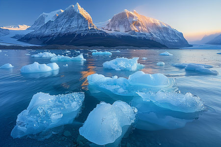 Icebergs in Glacier Lagoon, Torres del Paine National Park, Chile