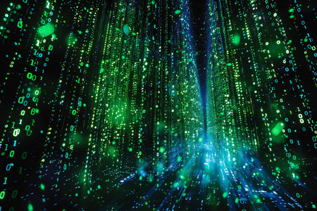 Futuristic technology background with binary code. 3d illustration.