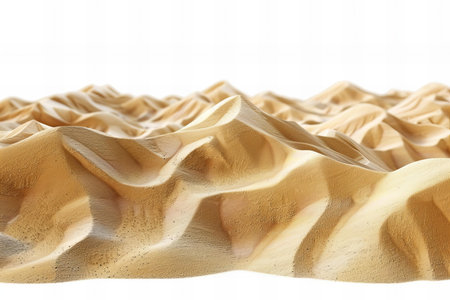 close up of a golden textured fabric on white background with clipping path