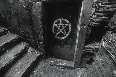 Abandoned mine entrance. Abandoned mine. Black coal.