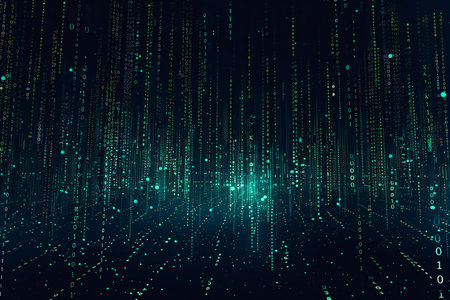 Abstract binary code background. Digital technology concept. 3D Rendering