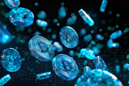 Bitcoin. Cryptocurrency. 3D illustration. Bitcoin on a dark background.