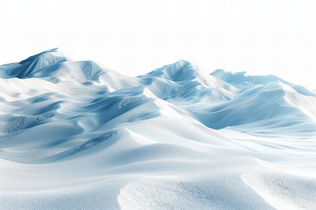Abstract winter landscape with snowdrifts. 3d render illustration.の写真素材