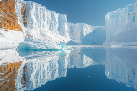 Icebergs in the glacial lagoon of Lake Baikal