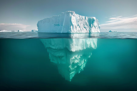 Iceberg floating in the ocean. Global warming concept. 3D Renderingの写真素材