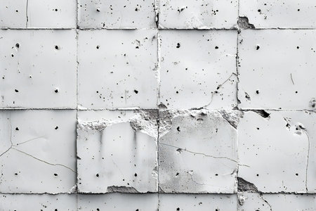 Old white brick wall with cracked paint. Abstract background for design.