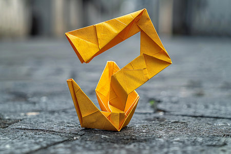 Origami paper crane on the street.