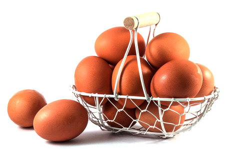 Egg basket on white backgoundの写真素材