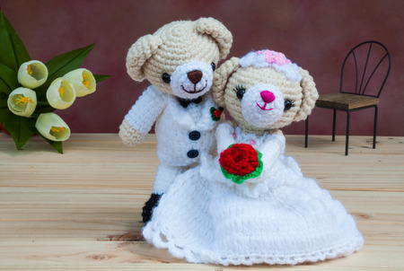 Lovely wedding bear dollsの写真素材