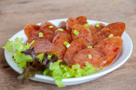 Chinese sausage ready to be served, Thai styleの写真素材