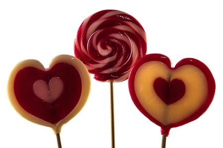 Candy sticks isolated on white backgroundの写真素材