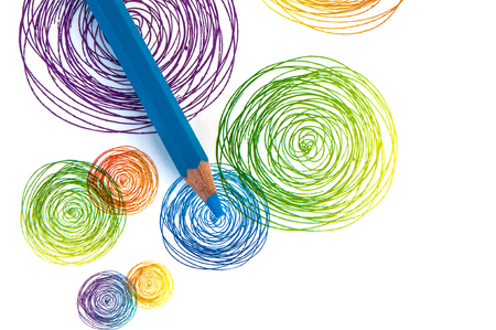 Colour pencils isolated on white backgroundの写真素材