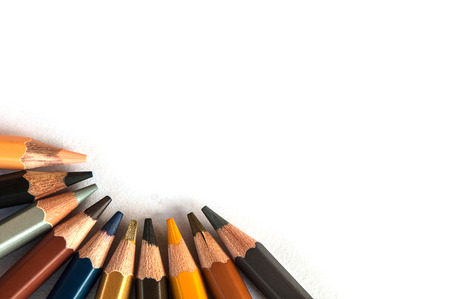 Colour pencils isolated on white backgroundの写真素材