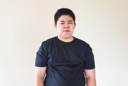 A boy is showing sad, unhappy, upset expression