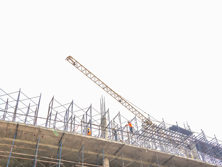 Soft focus of construction site with tower craneの写真素材