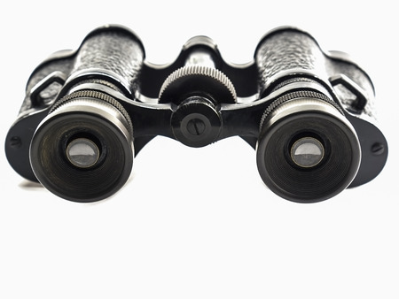 Old antique binoculars isolated over white backgroundの写真素材