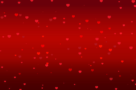 Valentine hearts over shiny red background