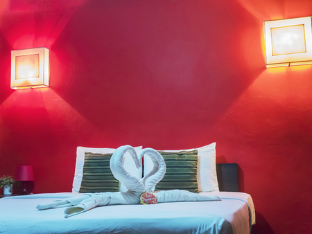 Red couple bedroomの写真素材