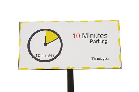 10 minute parking sign isolated over white.の写真素材