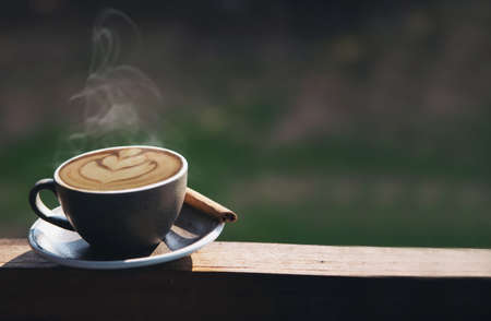 Beautiful fresh relax morning coffee cup set - Coffee set background conceptの写真素材