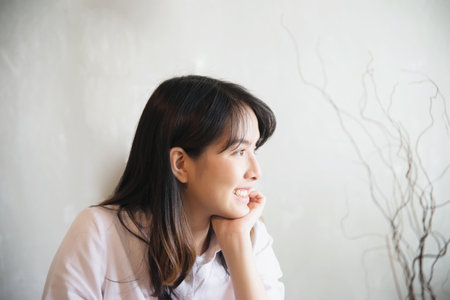 Lovely Asian young lady portriat - happy woman lifestyle conceptの写真素材