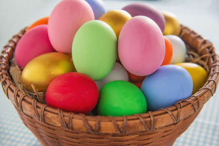 Sweet colorful Easter eggs background - national holiday celebration concepts