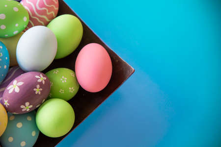 Painted colorful Easter eggs background - Easter holiday celebration background concept