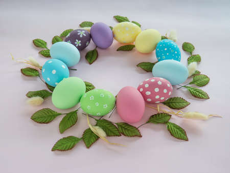 Painted colorful Easter eggs background - Easter holiday celebration background concept