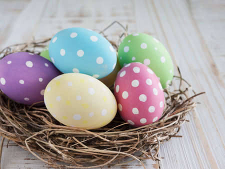 Painted colorful Easter eggs background - Easter holiday celebration background concept