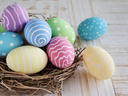 Painted colorful Easter eggs background - Easter holiday celebration background concept