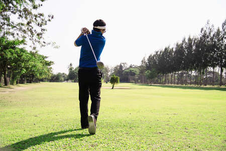 Man play outdoor golf sport activity - people in golf sport conceptの写真素材