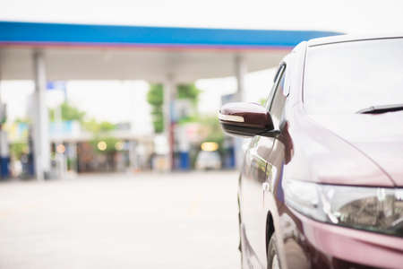 Car parking in gas fuel station - car energy transportation conceptの写真素材