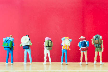 Small traveller figure for World Tourism Day background - September 27, UNWTO World Tourism Day celebration conceptの写真素材