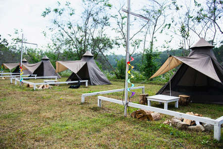 Camping site in local hilly nature area, Chiang Mai Thailand
