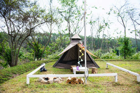 Camping site in local hilly nature area, Chiang Mai Thailand