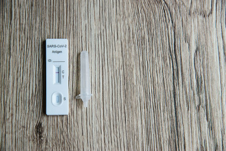 ATK  negative test result with copy space backgroundの写真素材
