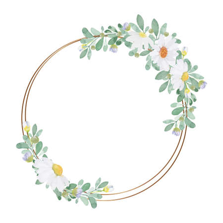 Light tone lovely watercolor flower frame - illustration hand draw watercolor frame greeting card conceptのイラスト素材